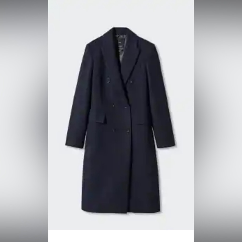 Mango Classic Navy Wool Coat
